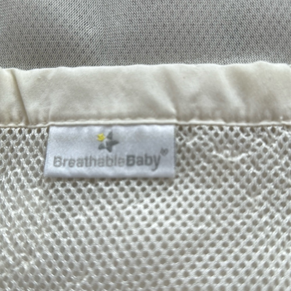 BreathableBaby crib mesh liner in “ecru” ivory with cotton trim 2 pieces
